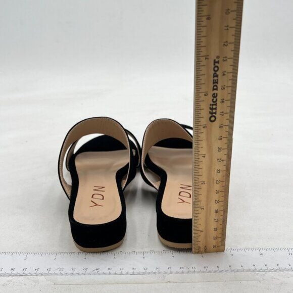 YDN Black Strappy Sandals Open Toe Mules Slip On Chunky Heel Walking Shoes - Picture 4 of 8